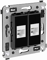 Розетка телефонная без рамки DKC Avanti 2-м. RJ12+RJ12 черный квадрат картинка